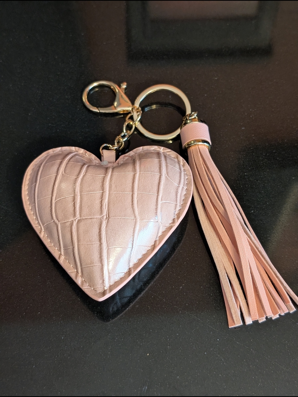 Two Pink Heart Tassel Keychain Bag Charms- Women Accessories - Picture 5 of 7